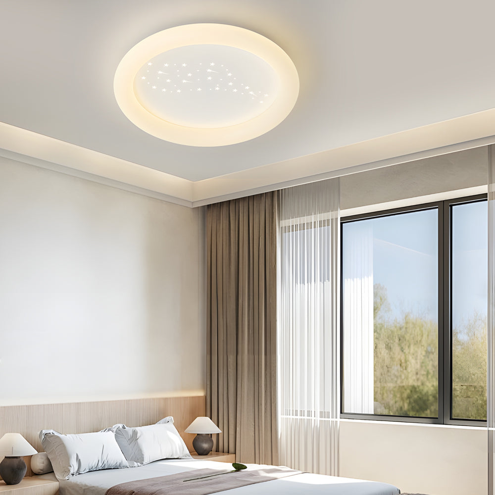 Square Round Three Step Dimming LED Milky White Modern Ceiling Light Fixture