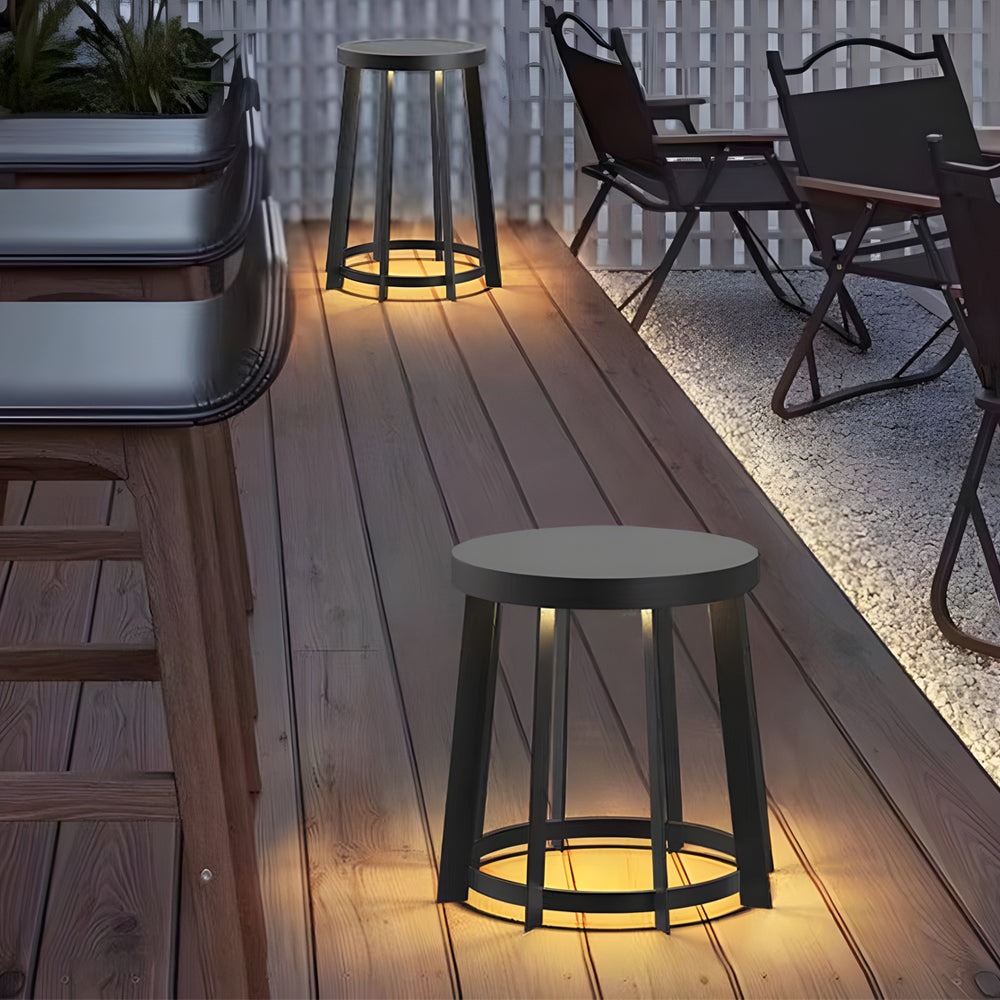 Round Stool Multifunctional Waterproof LED Black Modern Solar Lights