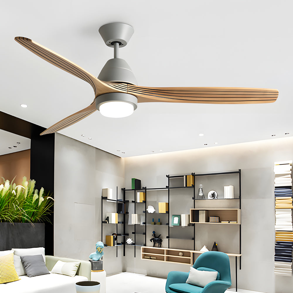 Nordic 52-Inch 3-Blade Wooden Ceiling Fan Light with Remote, 6-Speed