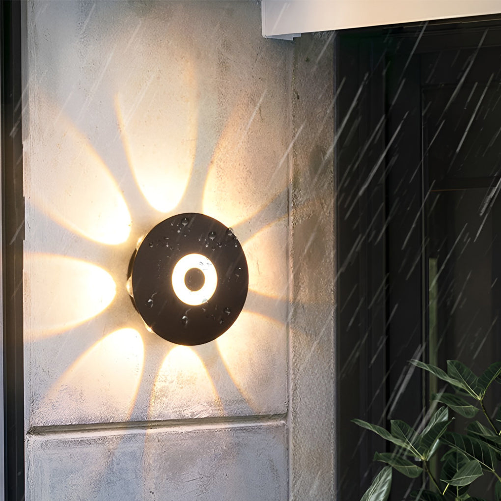 Round Waterproof LED Black Modern Wall Washer Light Wall Sconce Lighting