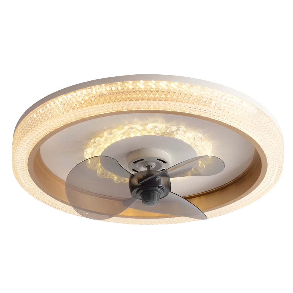 Round Muted 360° Rotatable Stepless Dimming LED Modern Ceiling Fan Light