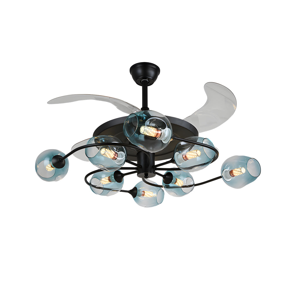 41-in 4 Blades Ceiling Fan Lights with 6/8-Light Glass Shades, Remote Control