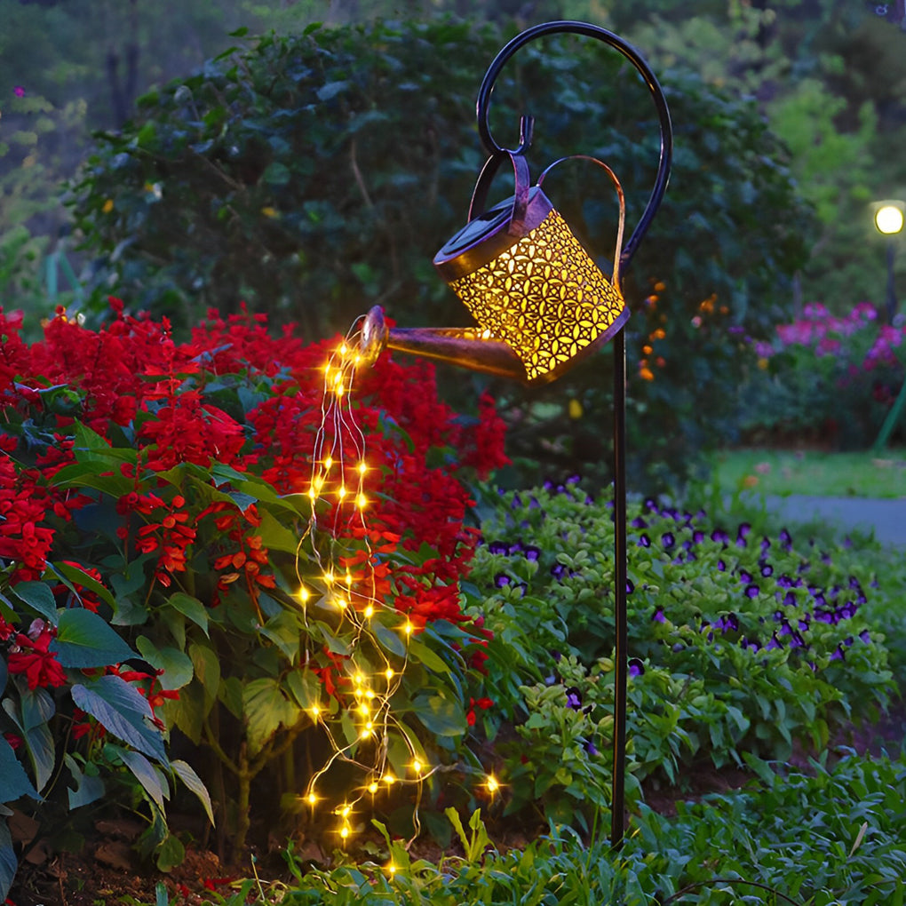 Creative Iron Kettle Shower Waterproof LED Modern Solar Garden Lights