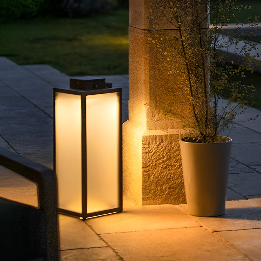 Square Lantern Portable Rechargeable LED Waterproof Solar Lawn Lights