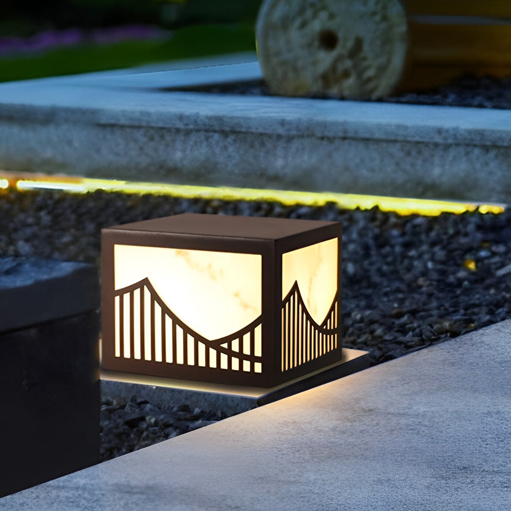 Waterproof LED Mountain Scenery Modern Solar Deck Post Lights Lawn Lights