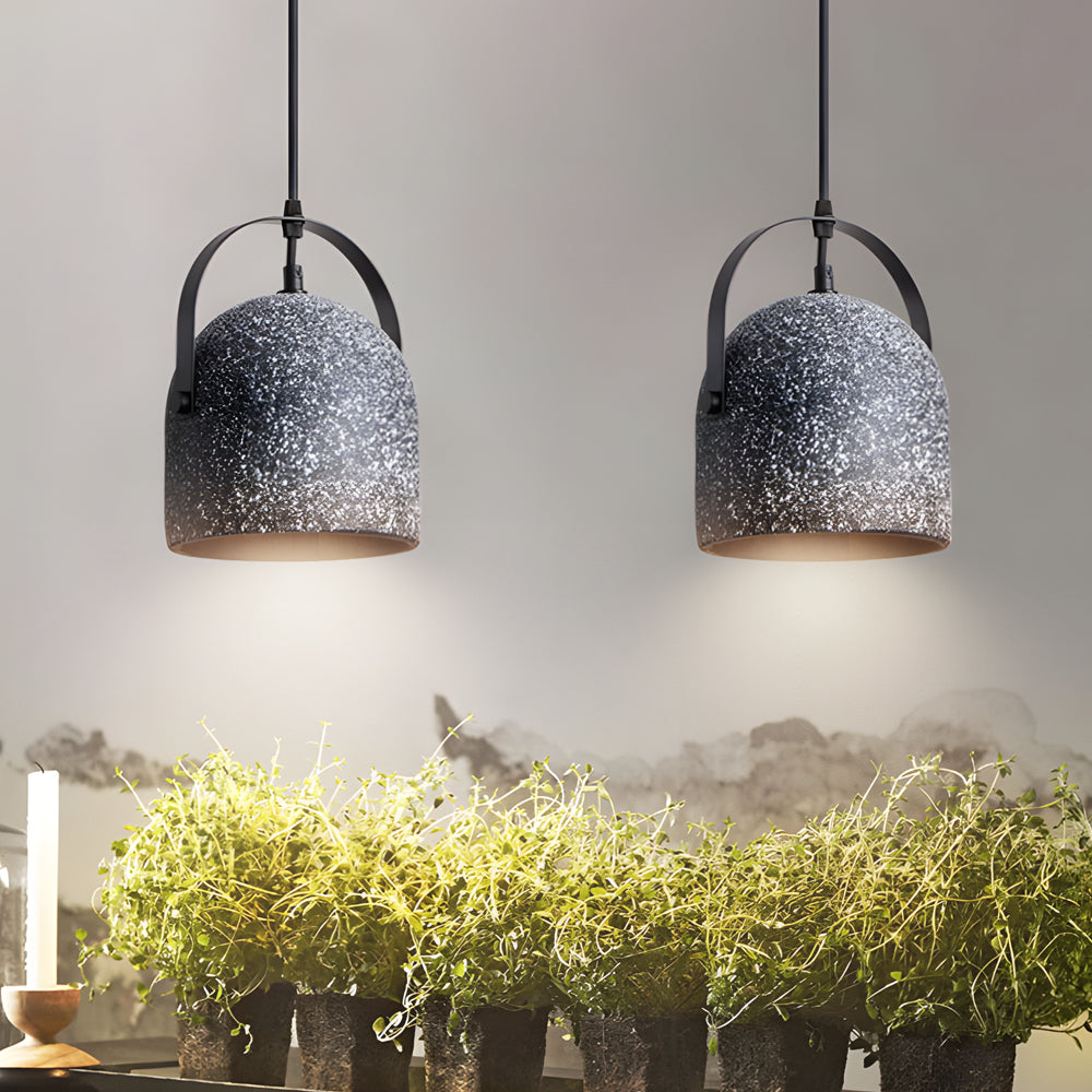 Cement Cylinder Pendant Light 1-Light Concrete Hanging Light in Gray/White/Black