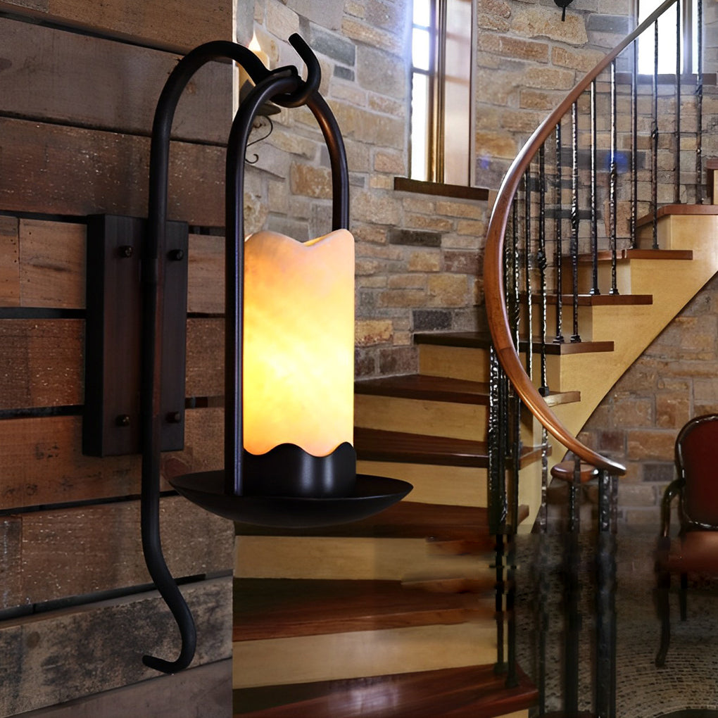 Creative Candlestick LED Iron Black Retro American-style Wall Lamp