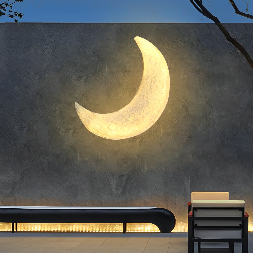 Creative Resin Moon Waterproof LED Modern Outdoor Wall Sconce Lighting