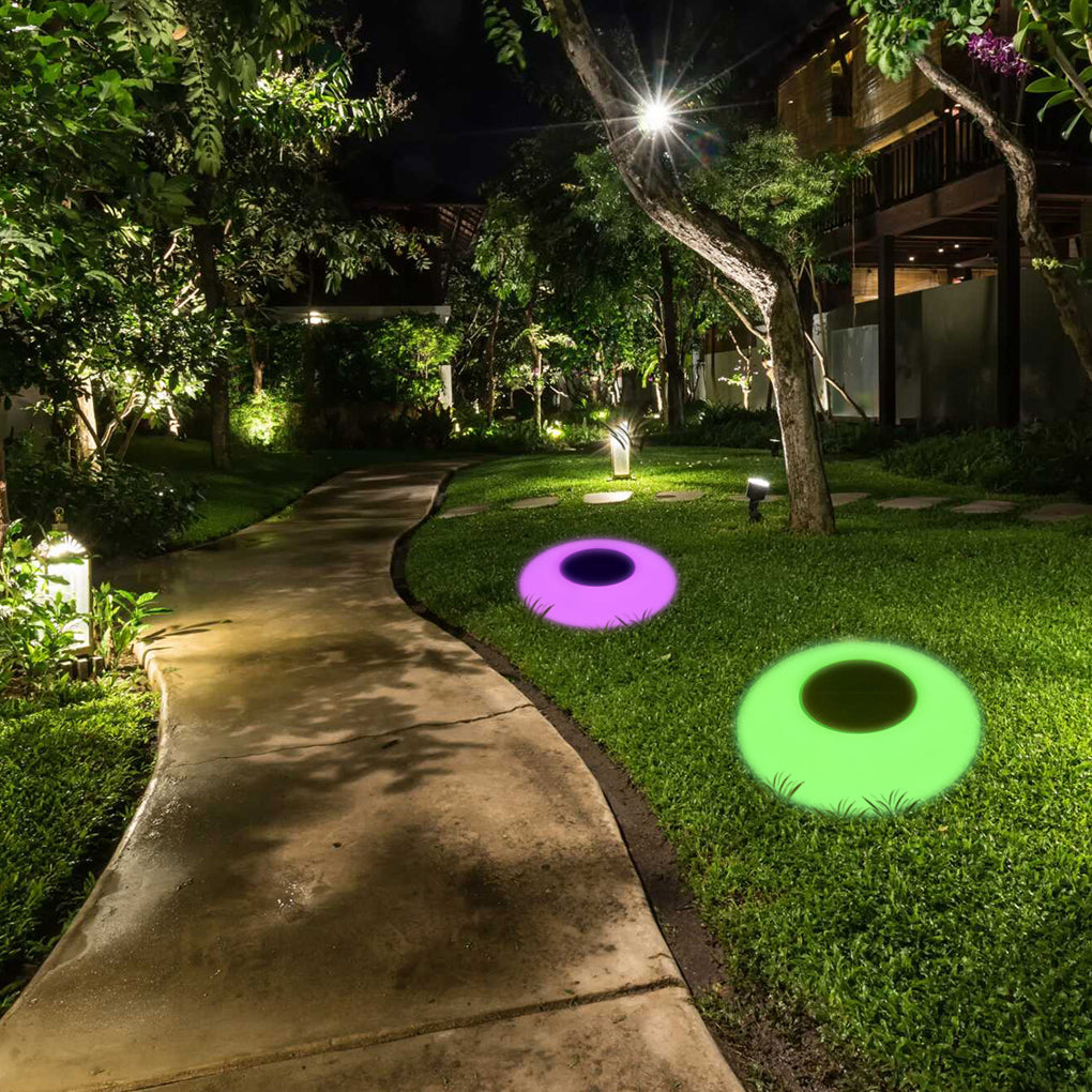 Round Colorful RGB LED Waterproof Solar Modern Outdoor Lights Pool Lights