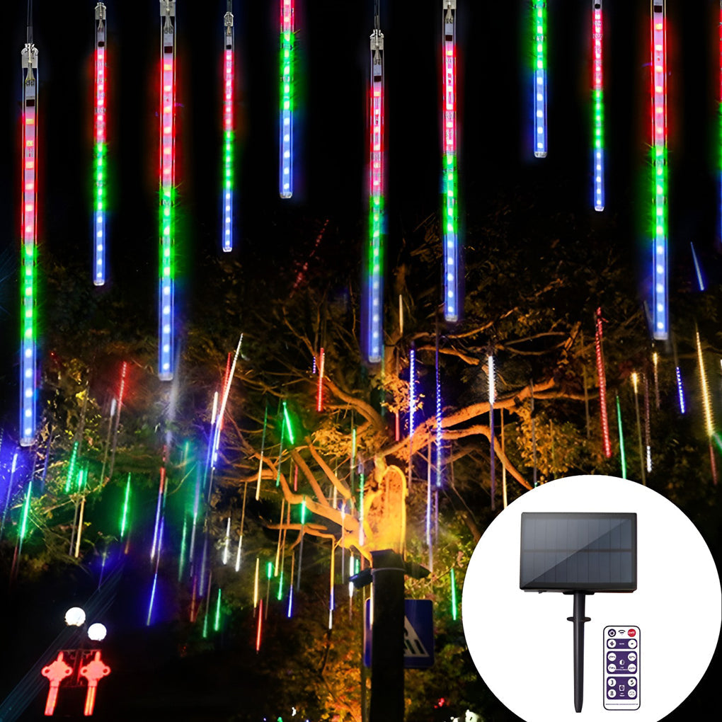 Waterproof Colorful Modern Solar LED Meteor Shower Rain Lights Tree Decor