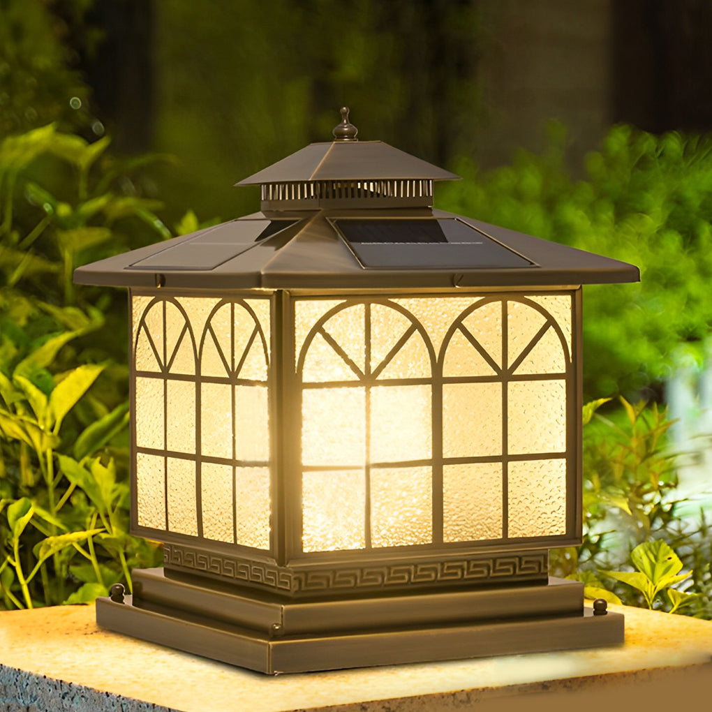 Classical Waterproof LED 3 Step Dimming Bronze Solar Post Caps Lights