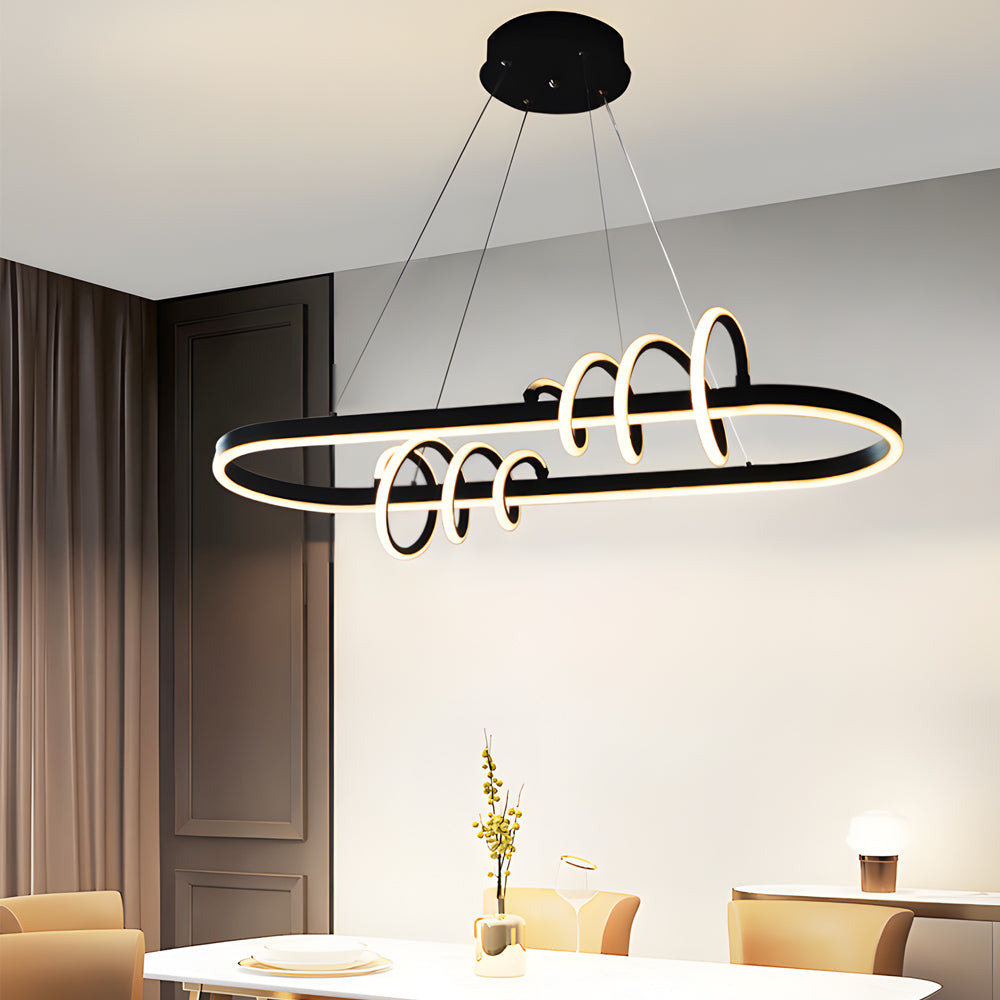 LED Dimmable Spiral Lines Dining Room Chandelier Hanging Lighting