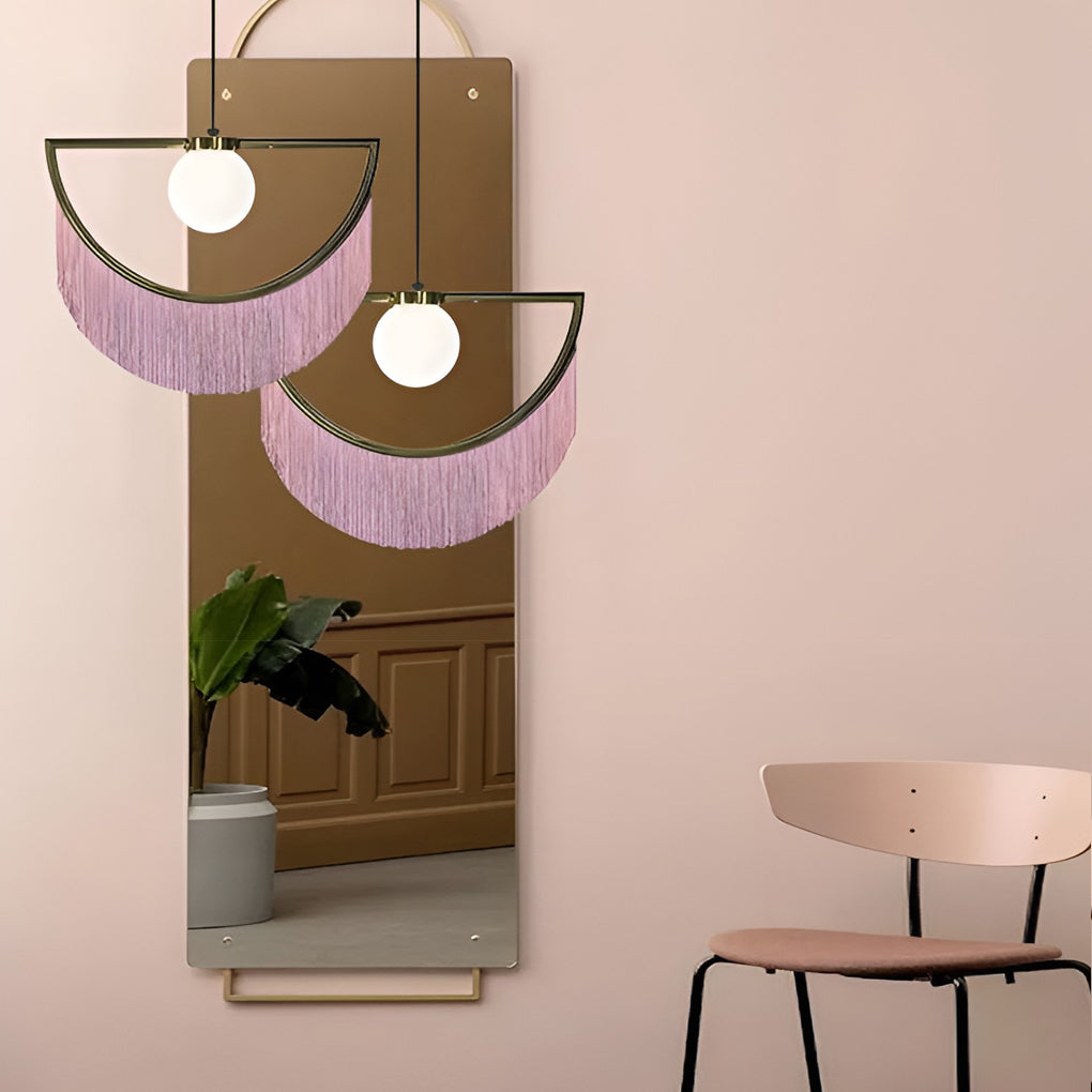 Pink Tassels Creative LED Nordic Chandelier Pendant Light Hanging Lamp