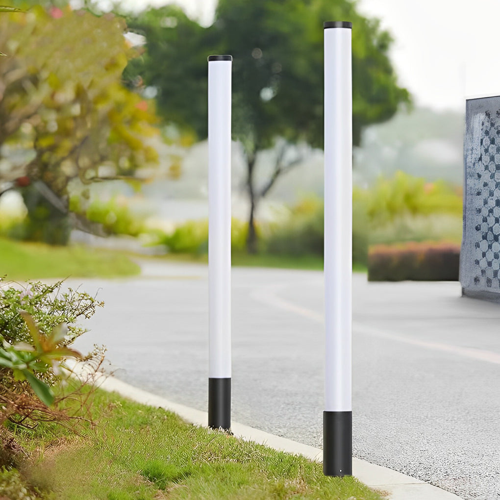 Cylindrical Acrylic Waterproof LED Black Modern Outdoor Lawn Lights