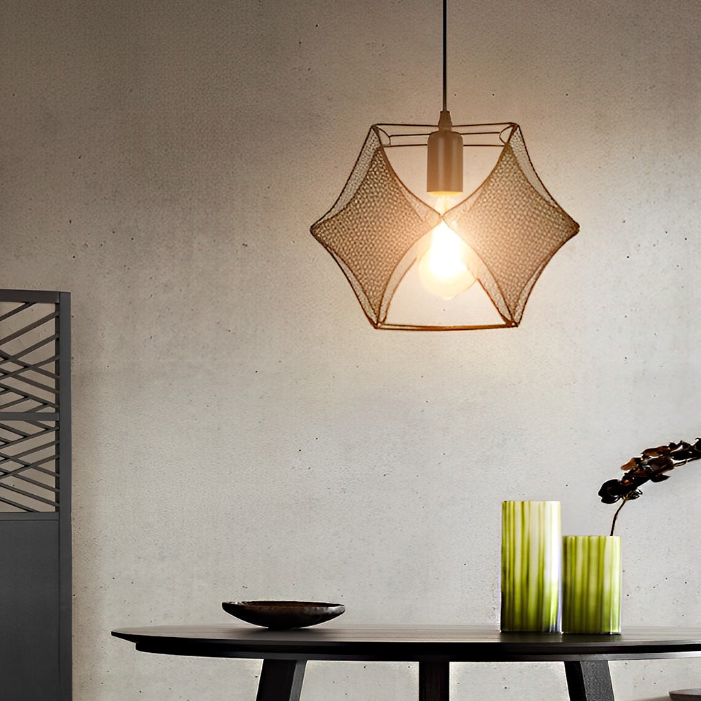 Retro Geometric Iron Mesh Black Industrial Style Chandelier Pendant Lamp