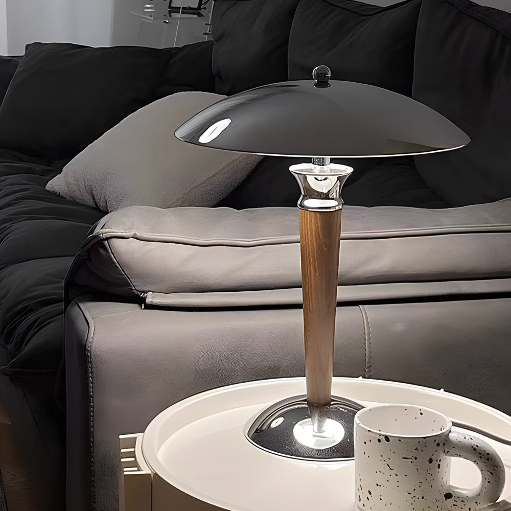 Chrome Mushroom Umbrella Table Lamp 3 Step LED Lights