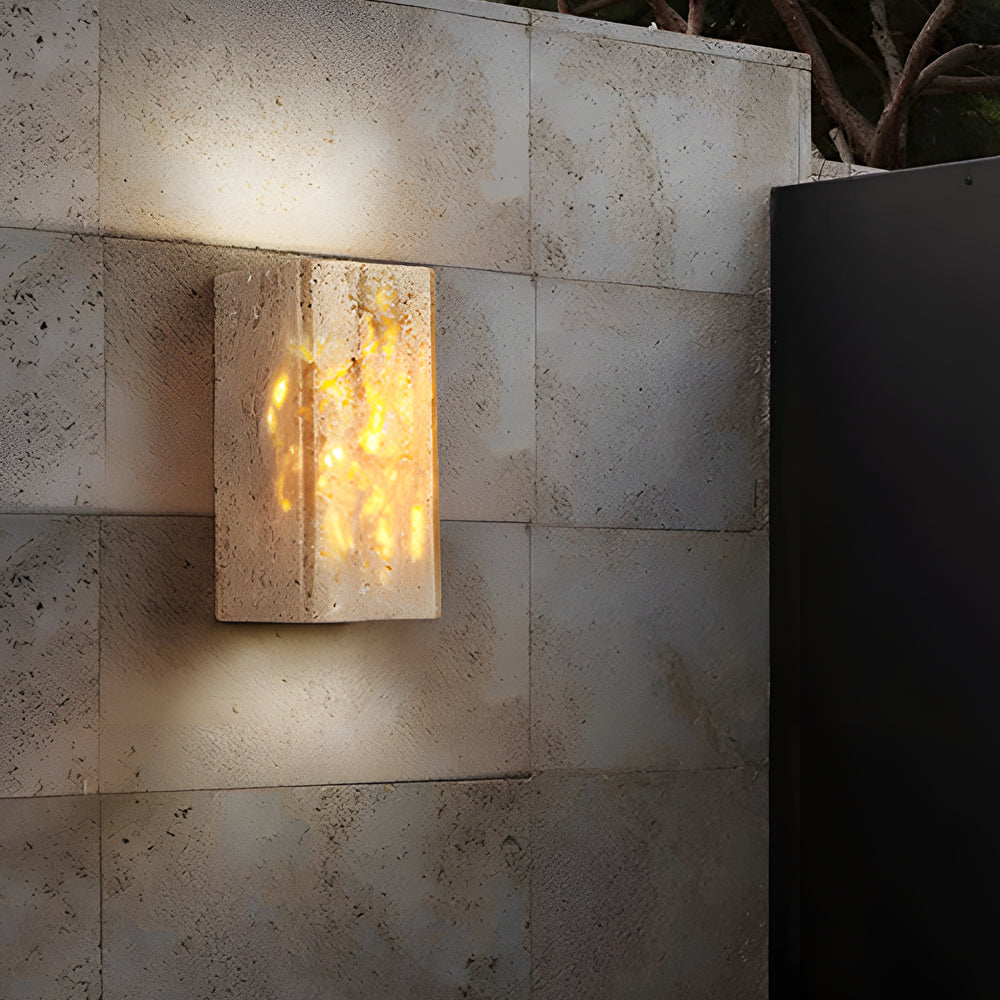 Wabi-Sabi Yellow Travertine LED Wall Sconce - Square/Rectangle