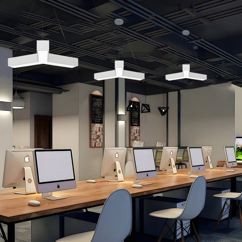 4 Pcs Modern Seamless Y-Shaped Linear LED Office Pendant Lights