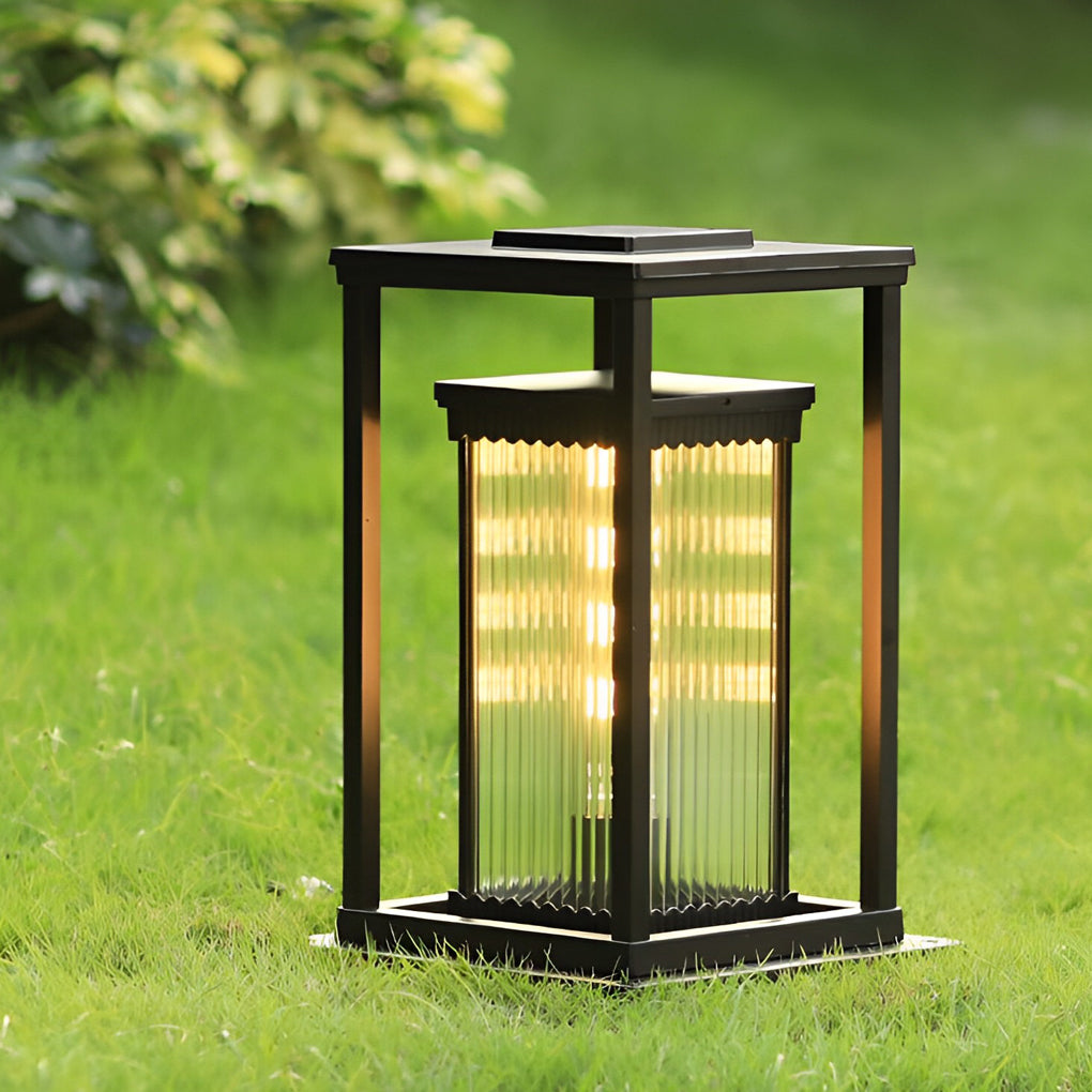 Square Waterproof Intelligent Light Control Black Solar Lawn Lights