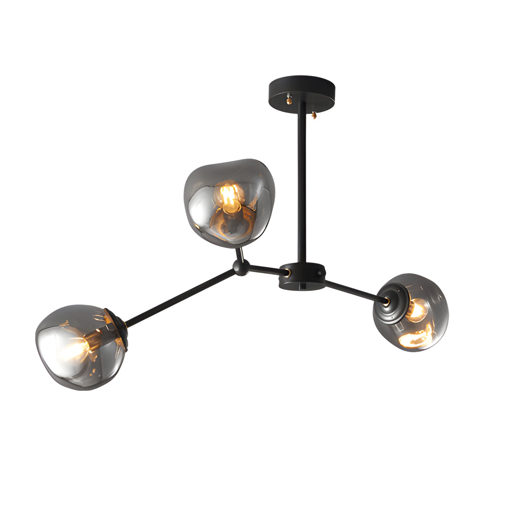 3/5/8-Light Molecule Dimpled Lava Glass Chandelier with Black Metallic Arms