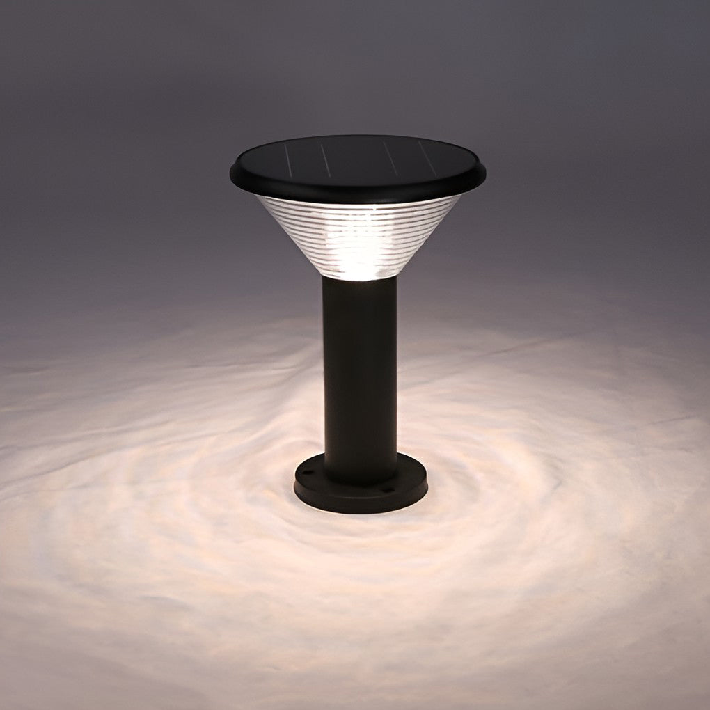 Round Light Control Induction Black Modern Outdoor Solar Pathway Lights