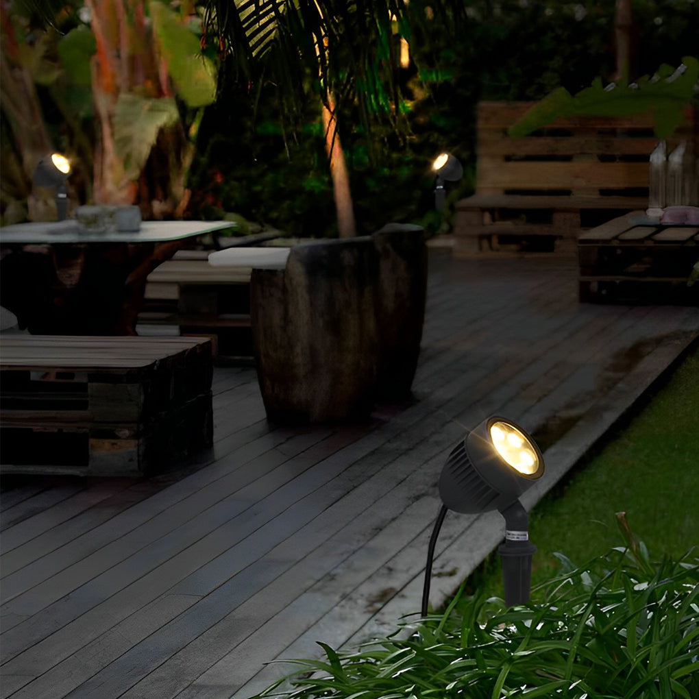 Adjustable Round LED COB Waterproof Black Modern Outdoor Spotlights