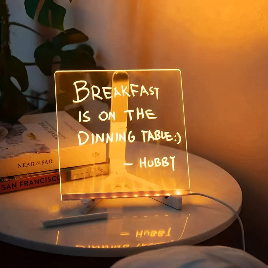 LED Acrylic Message Board Colorful Writable Table Lamp