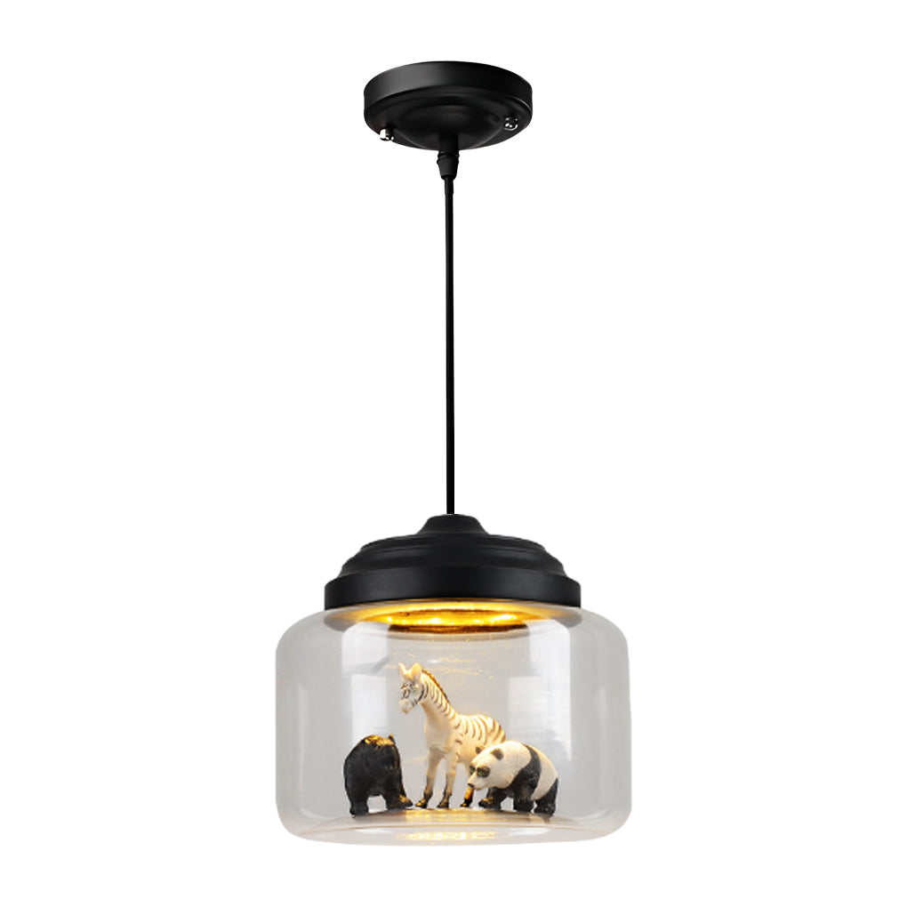 Personality Animal Model Decor Glass Jar LED Black Modern Pendant Light