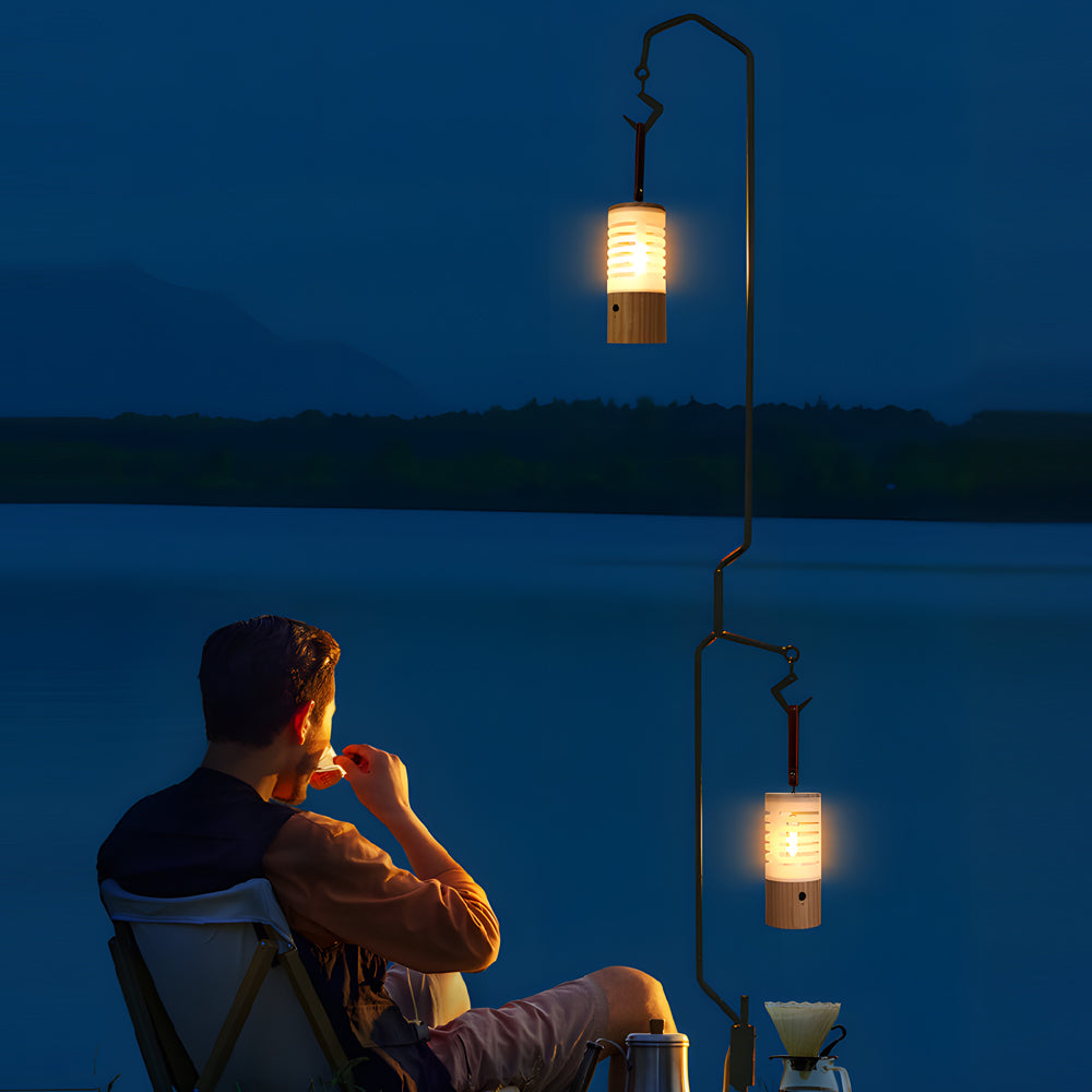 Portable Wood USB Rechargeable LED Camping Lantern