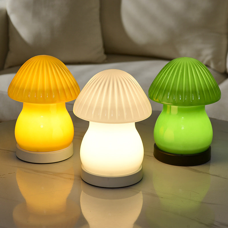 Lovely Glass LED Mushroom Baby Lamp