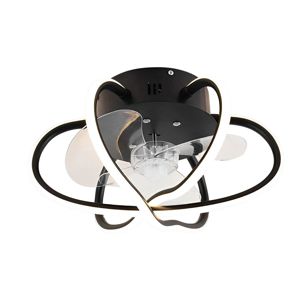 Round Flower Cage LED Dimmable with Remote Bladeless Ceiling Fans Lamp