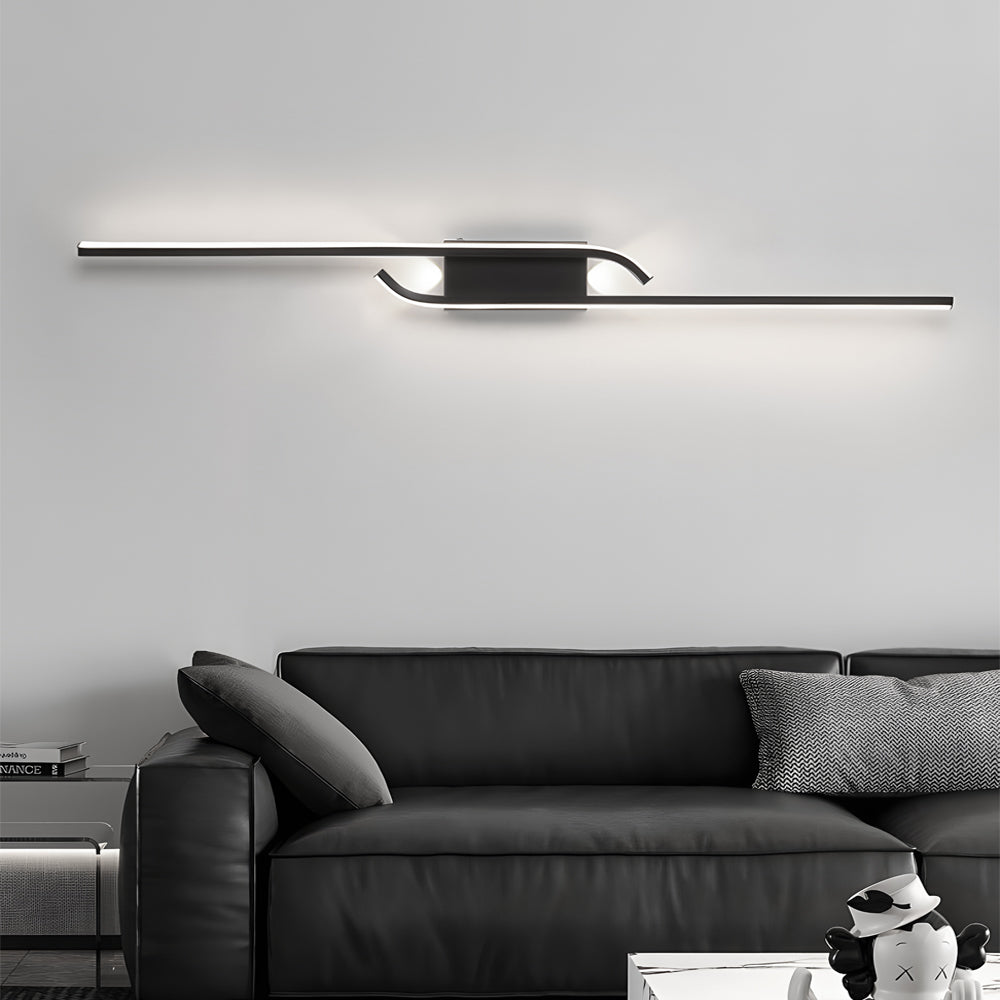 Minimalist Long Strip Aluminum LED Black Nordic Wall Lights Indoor