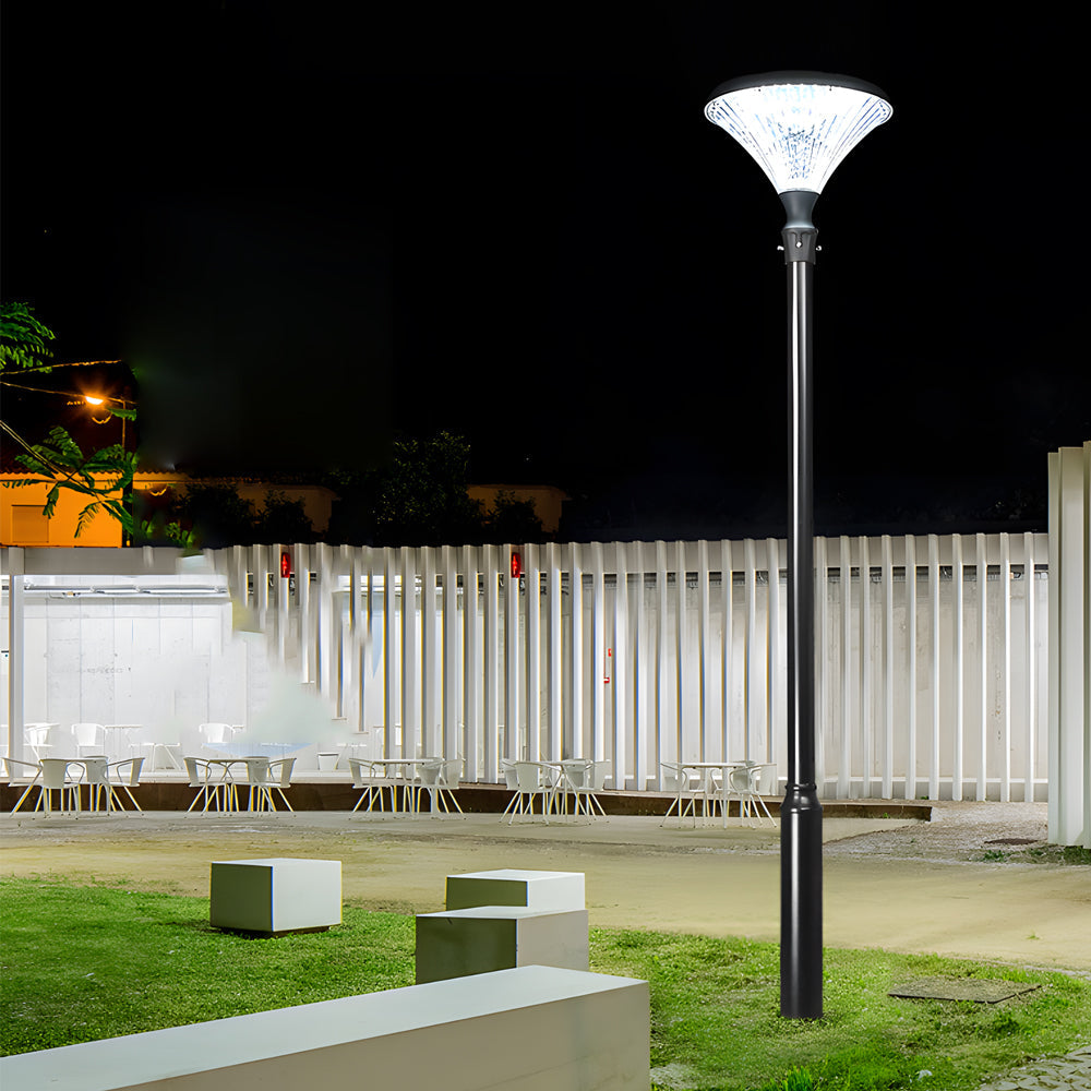 1-Light Black Outdoor LED Solar Lamp Post and Pole Street Light