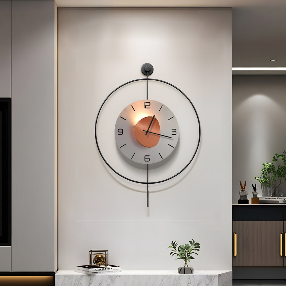 Battery Operated Round LED Hanging Metal Wall Clock