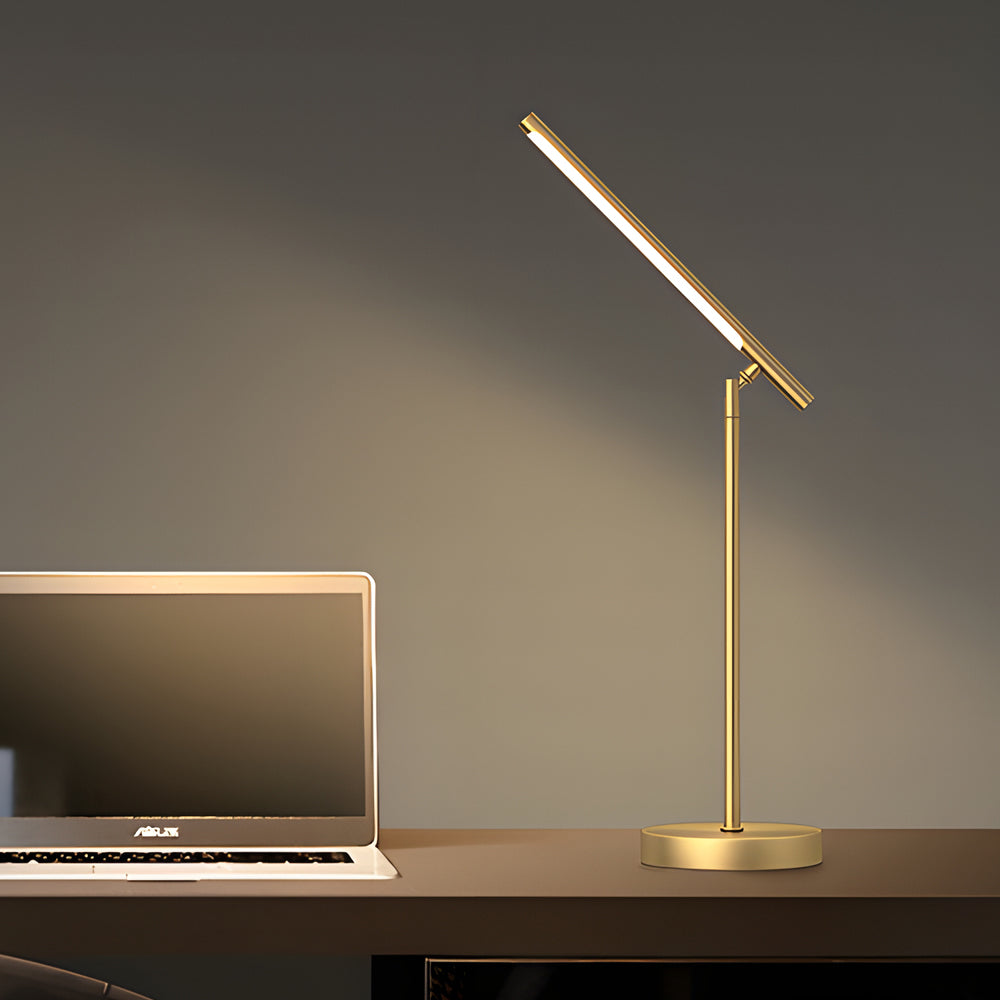 Copper Linear Brass LED Desk Lamp with Adjustable Angle for Focused Lighting