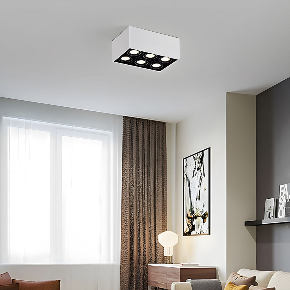 Rectangle Adjustable 6-Head Flush Mount Ceiling Lights Spotlight