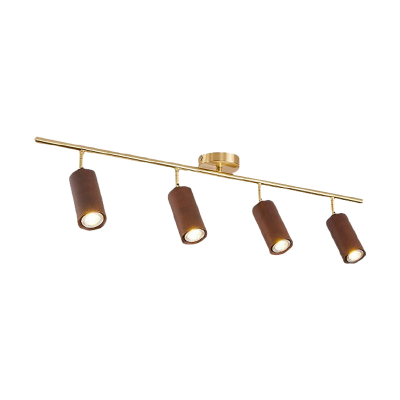 Wooden Adjustable Linear Track Ceiling Light LED Rotating Long Spotlights