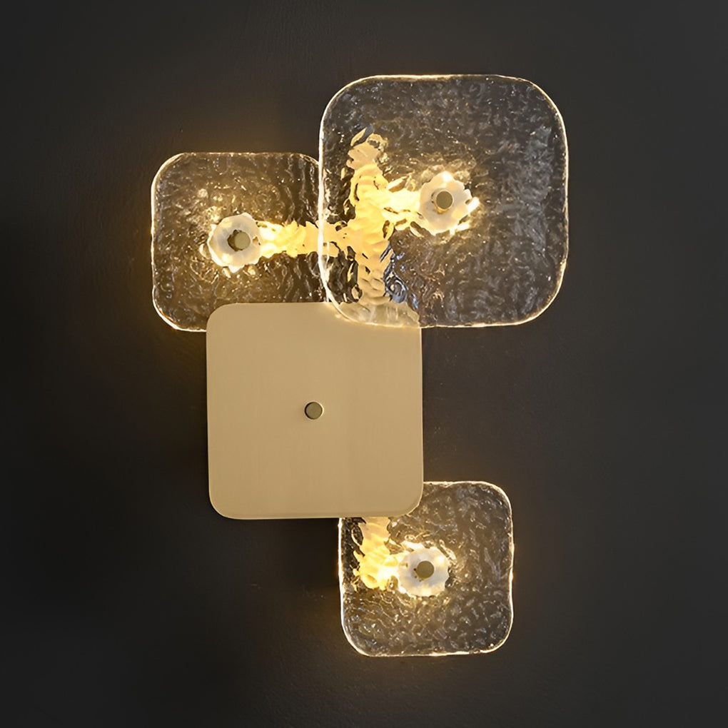 Creative Rounded Square Glass Copper LED Modern Wall Sconce Lighting