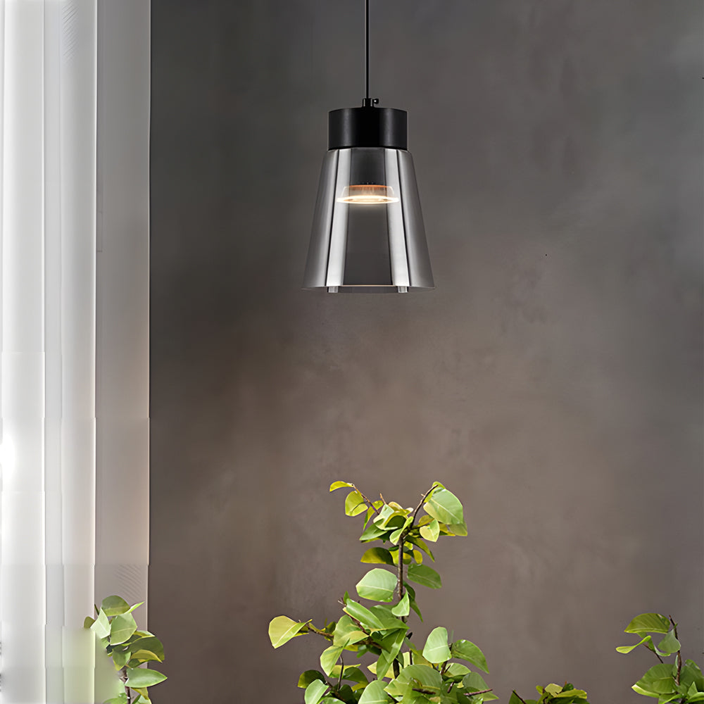 Minimalist Smoke Gray Glass Shade Cob Modern Pendant Lights Chandelier