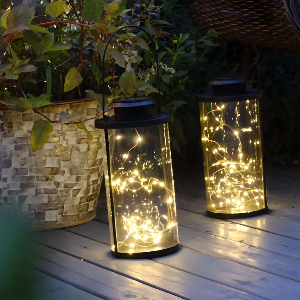 Portable Solar Lanterns - Glass Cylinder Firefly Jar LED Lights