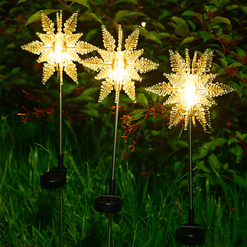 2PCS Creative Snowflakes Decor Waterproof LED Solar Powered Lawn Light