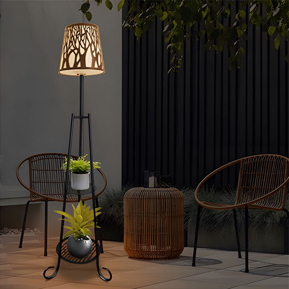 Modern Outdoor Floor Lamp with Shelves