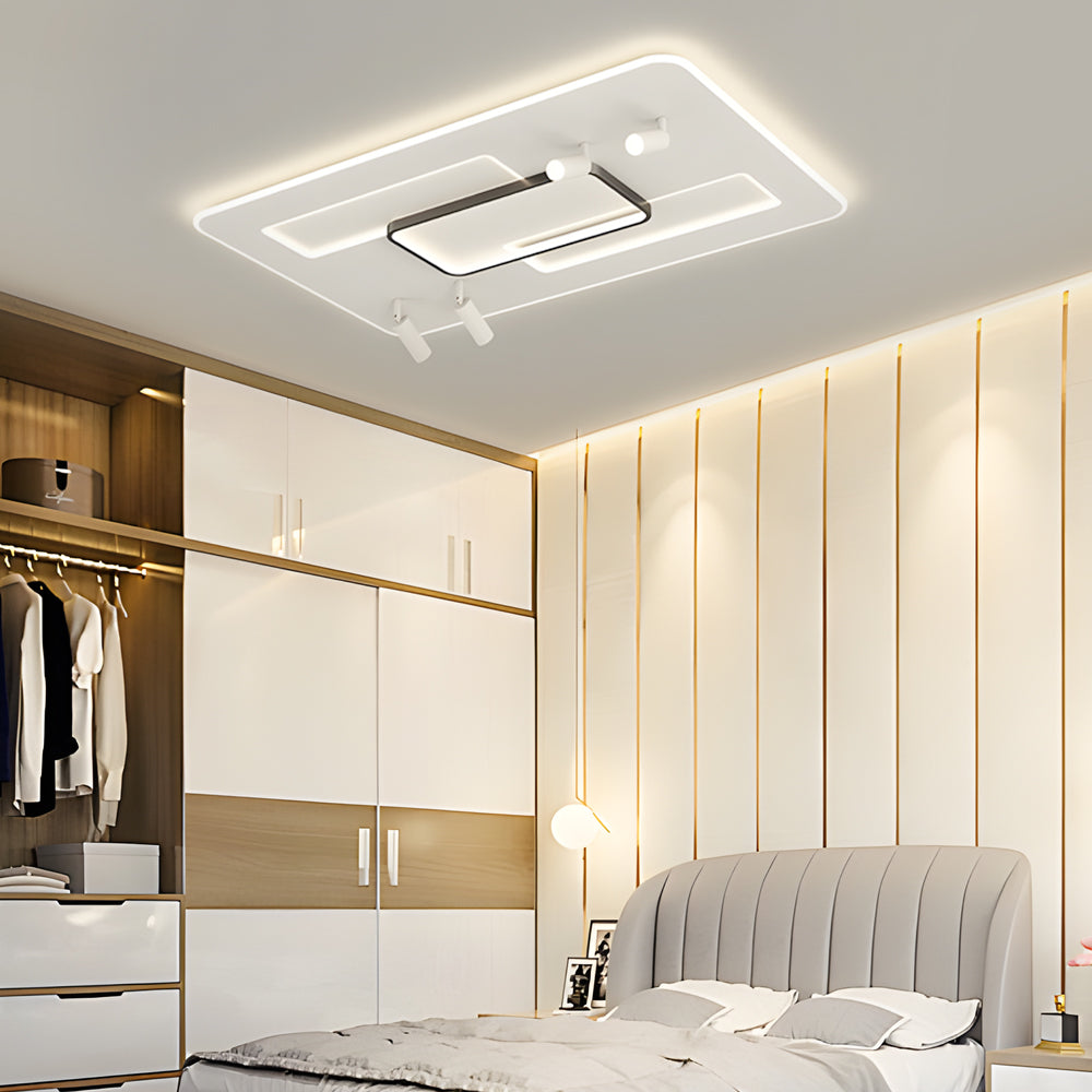 Ultra-Thin Rectangular 3 Step Dimming Modern Ceiling Lights with Spotlights