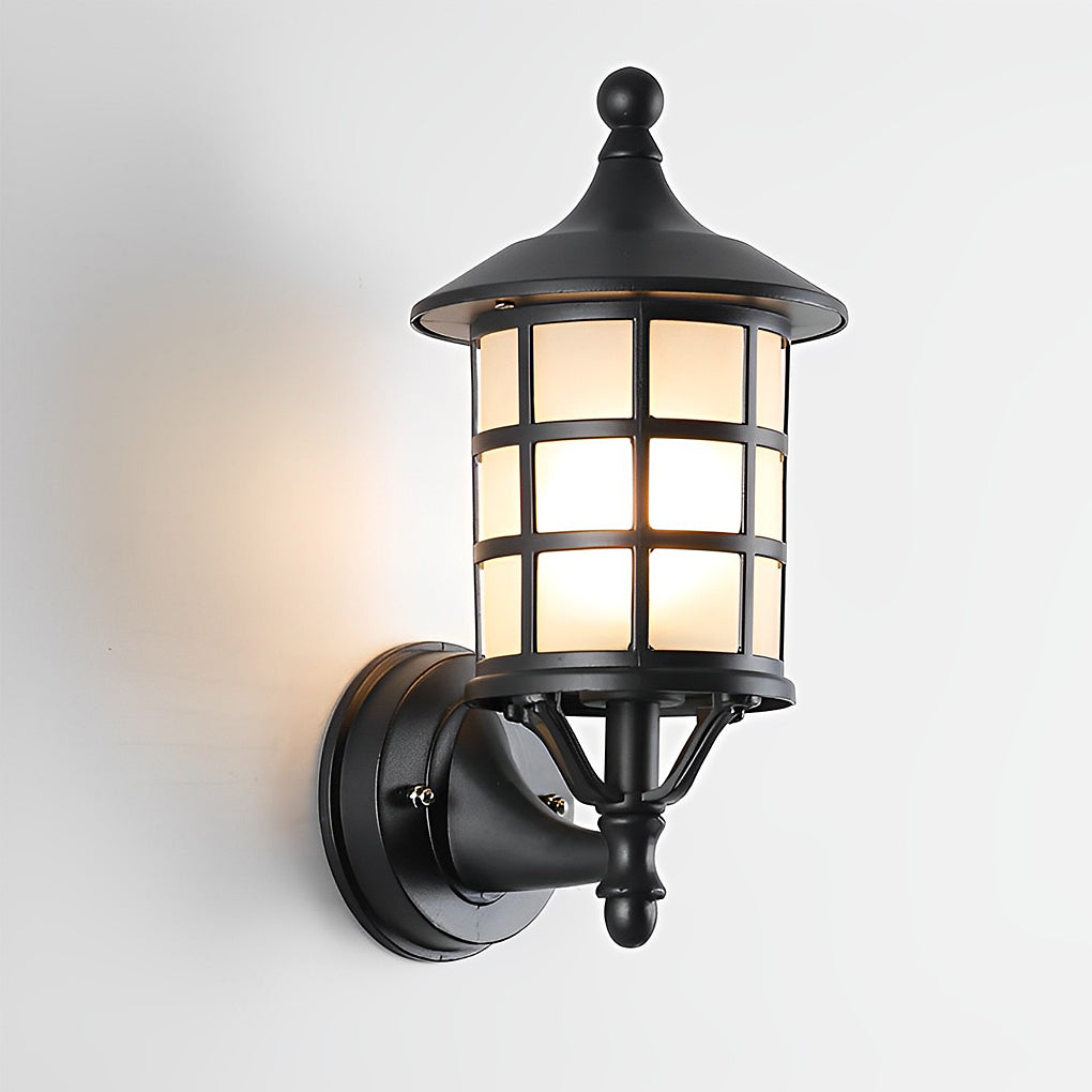 Retro Round Three Step Dimming Black European-style Solar Wall Sconces