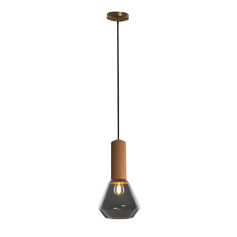 Luxury Copper Glass Jar 1-Light Wood Pendant Light Ceiling Hang Fixture Cork Diamond Glass Suspended lights