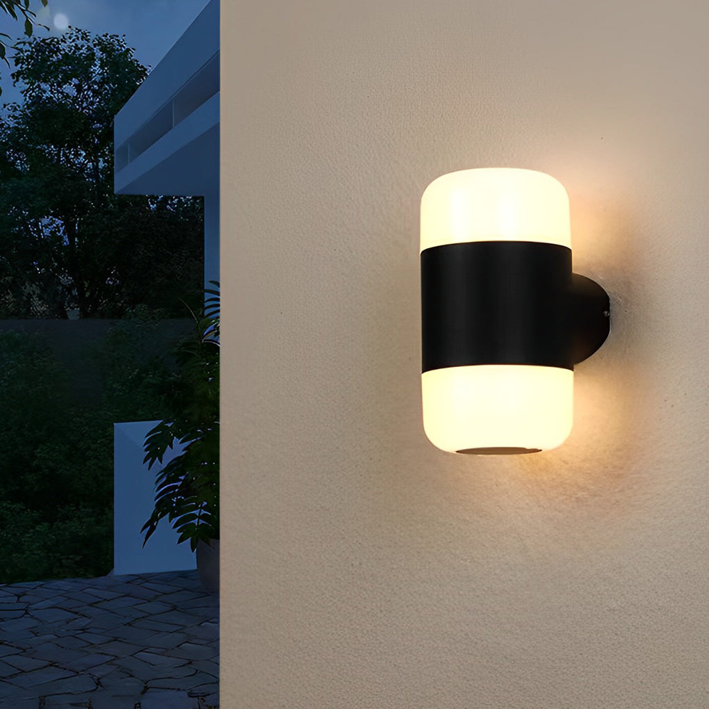 Round Up and Down Light LED Waterproof Black Modern Outdoor Wall Lamp