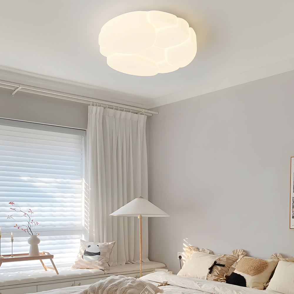 Round Clouds Cracks 3 Step Dimming Milky White Modern Ceiling Lights Fixture