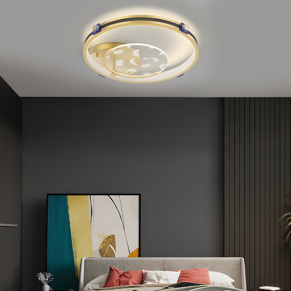 Round Acrylic Feathers Three Step Dimming LED Modern Ceiling Light Fixture