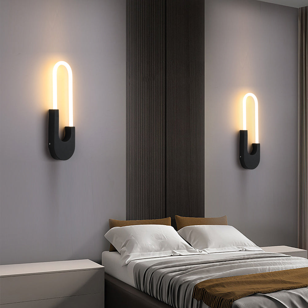 Modern Indoor Oval LED Wall Sconces - 16'' H, Gold/Black