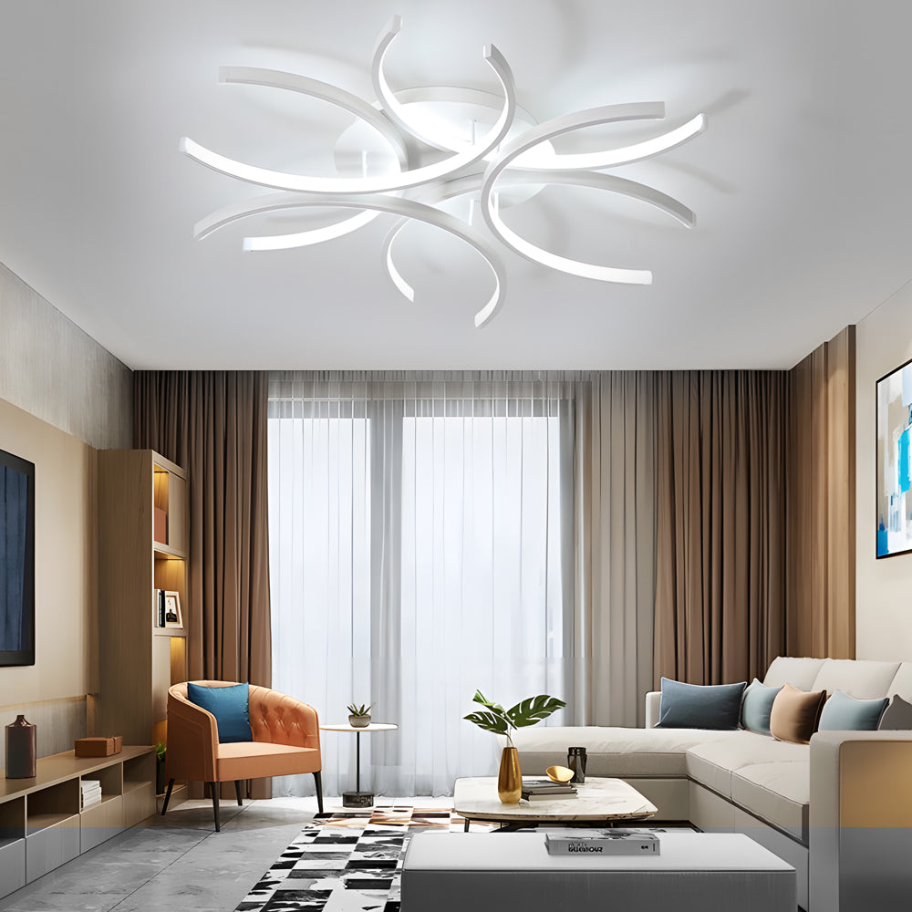 Simple Semi-Circle Lines Flower LED Dimmable Modern Ceiling Light Fixture